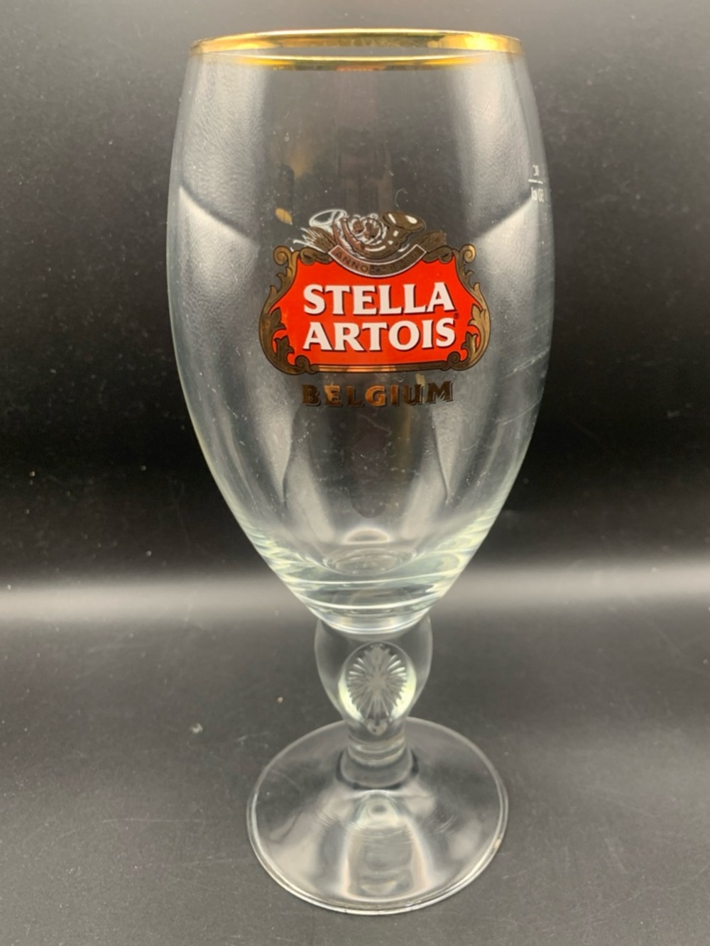 Pre Owned Stella Artois Belgium Glass Anno 1366 Gold Rim 50CL Large Ritzenhoff